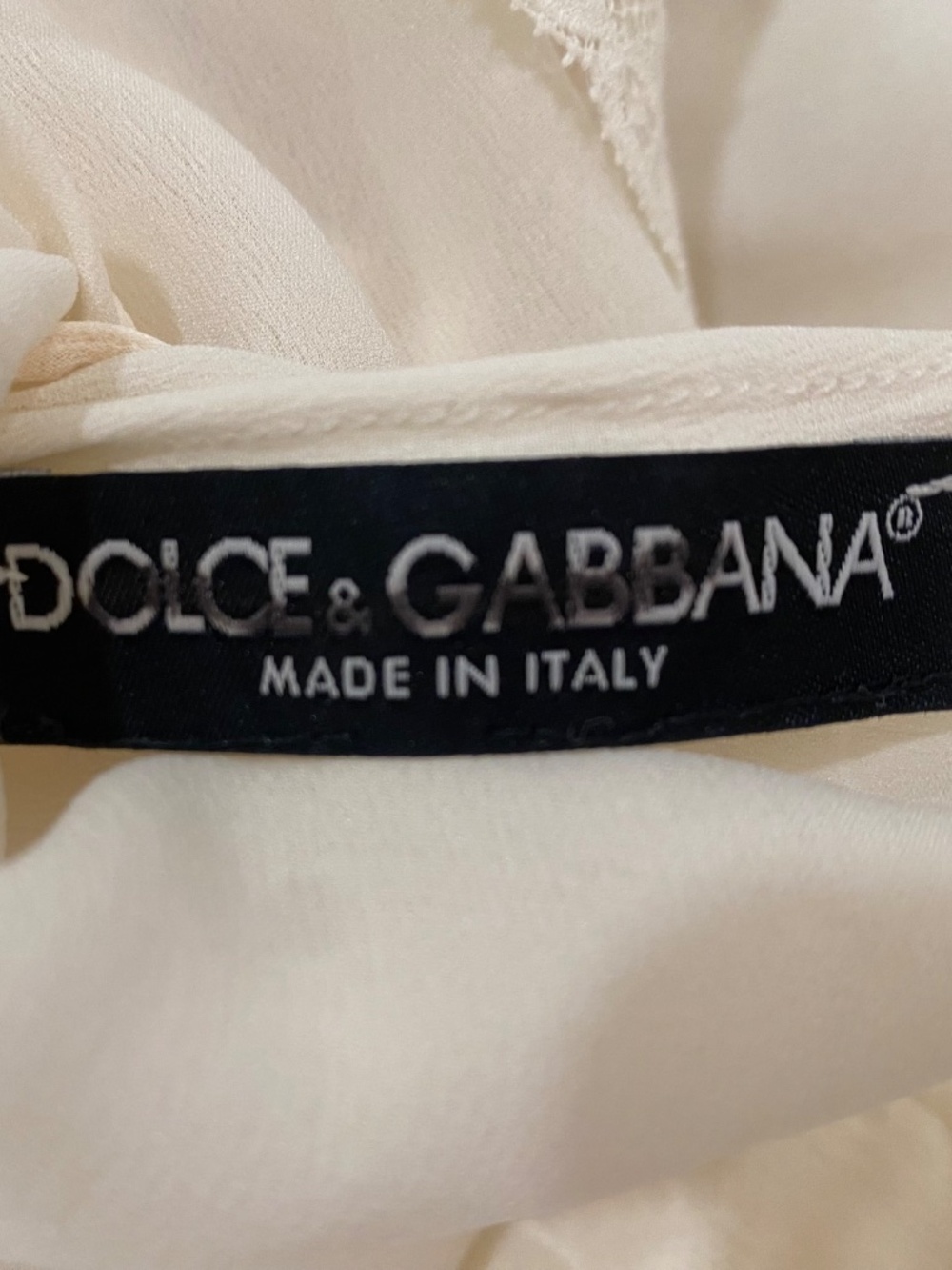 Dolce & Gabbana Ivory Silk Top with Lace Trim Size S - Picture 4 of 4